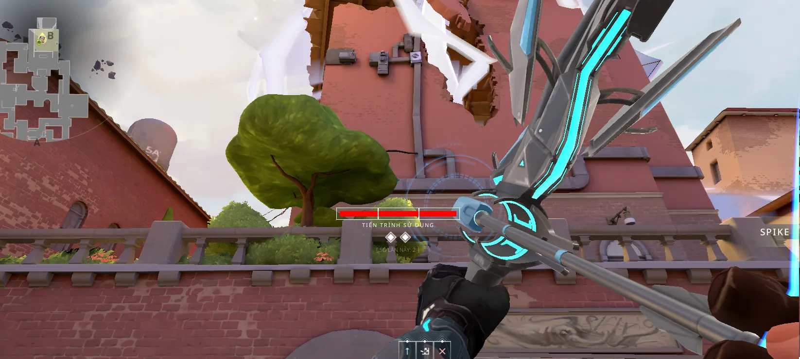 Sova Recon Bolt on Ascent Defense Site A — step 2 of 3: Aim — line up the shot