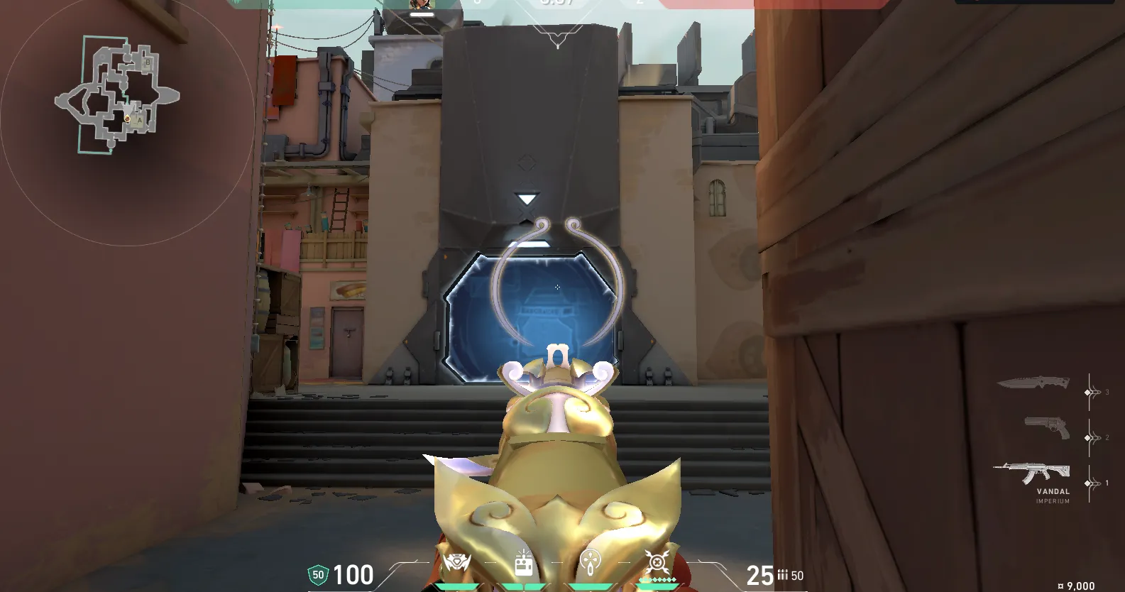 Raze Paint Shells on Bind Defense Site B — step 3 of 6: Aim — line up the shot