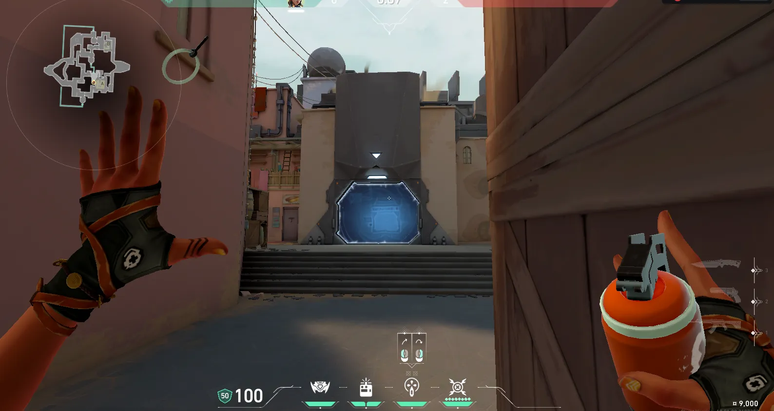 Raze Paint Shells on Bind Defense Site B — step 4 of 6: Aim — line up the shot