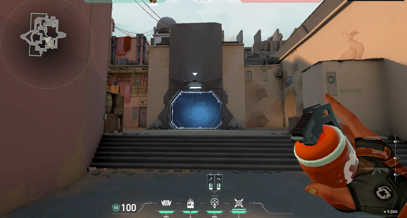 Raze Paint Shells on Bind Defense Site B — step 5 of 6: Aim — line up the shot