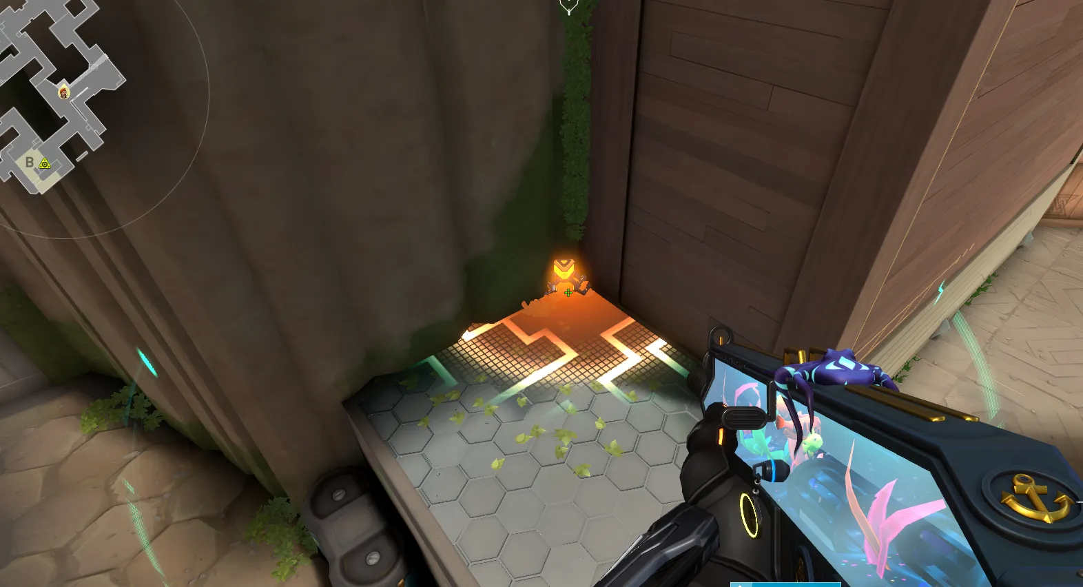 Brimstone Incendiary on Abyss Attack Site B — step 1 of 3: Position — where to stand
