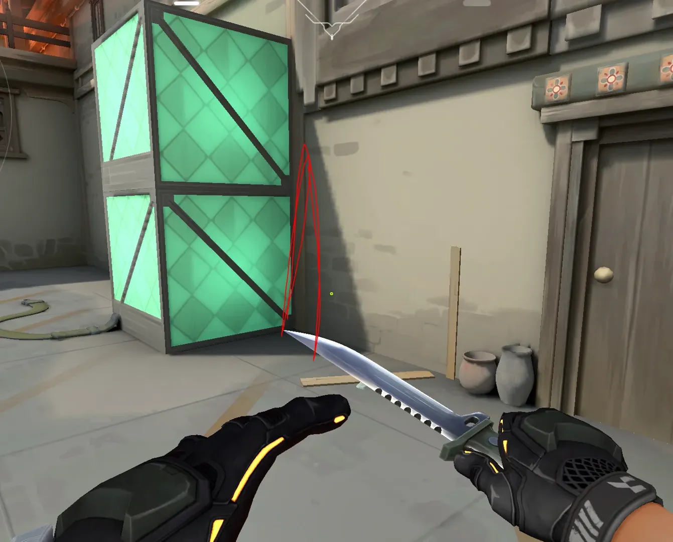Brimstone Incendiary on Haven Defense Site B — step 2 of 3: Aim — line up the shot