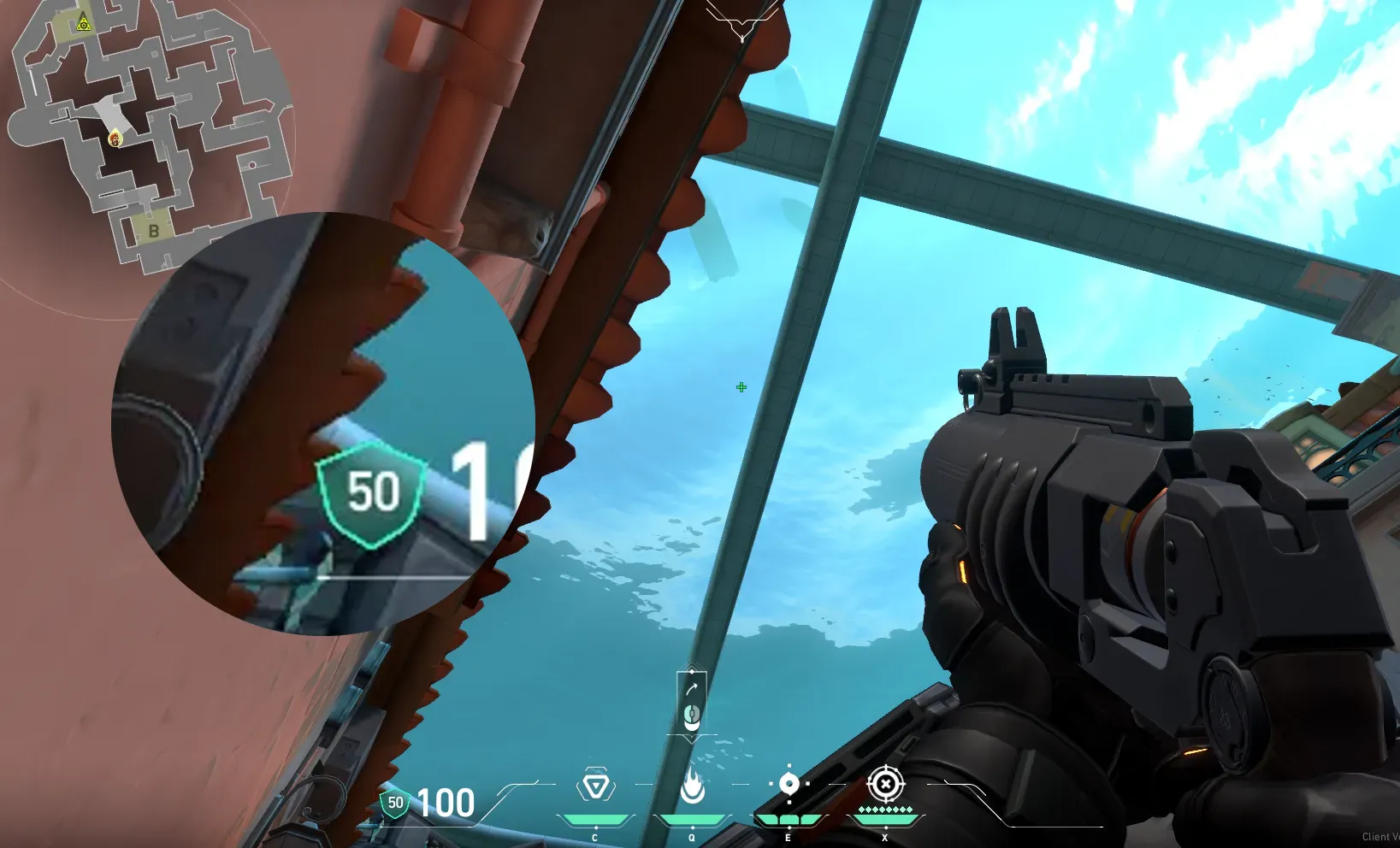 Brimstone Incendiary on Pearl Defense Site A — step 2 of 3: Aim — line up the shot