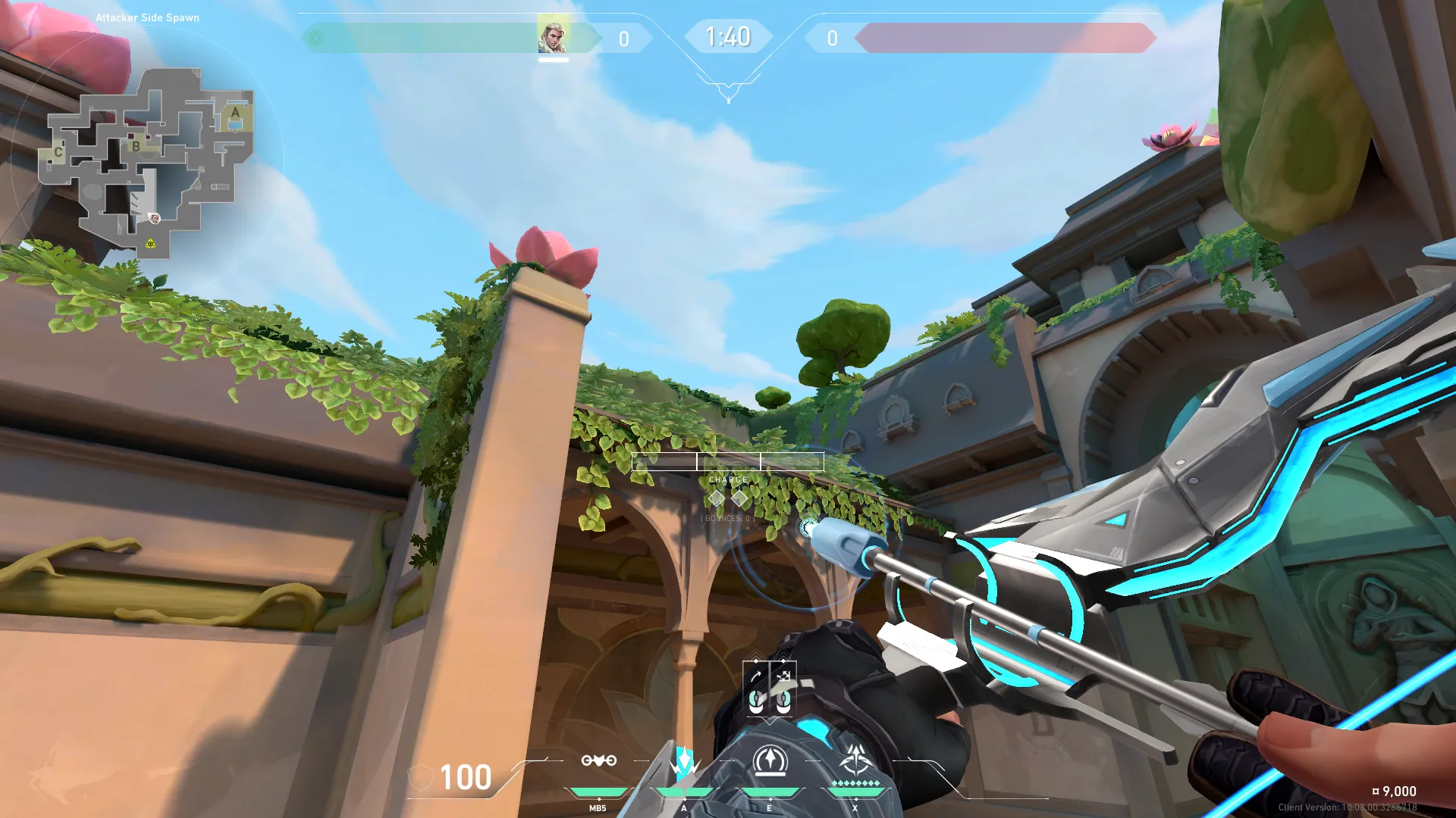 Sova Recon Bolt on Lotus Attack Site B — step 2 of 4: Aim — line up the shot