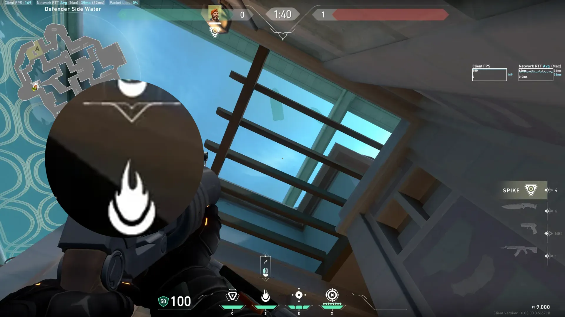 Brimstone Incendiary on Pearl Defense Site A — step 2 of 3: Aim — line up the shot
