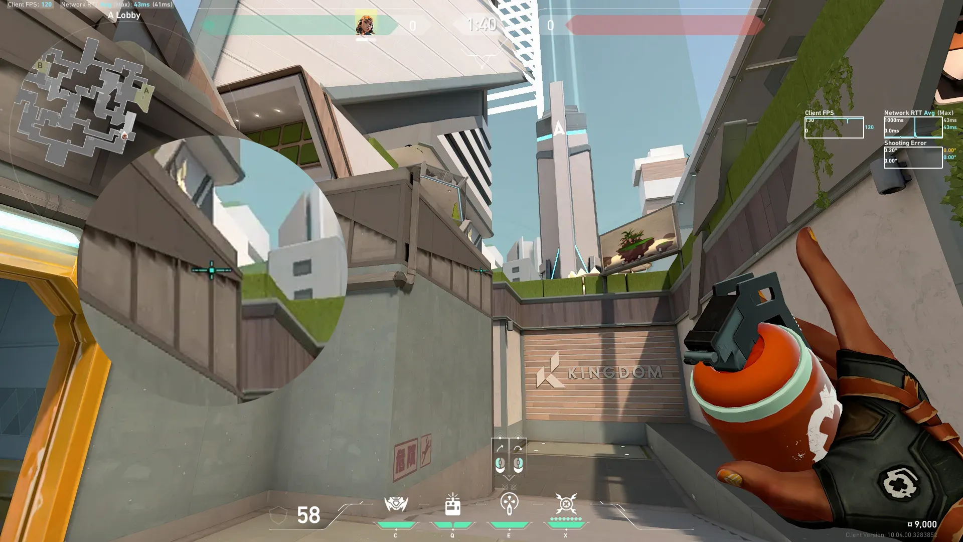 Raze Paint Shells on Split Attack Site A — step 2 of 3: Aim — line up the shot