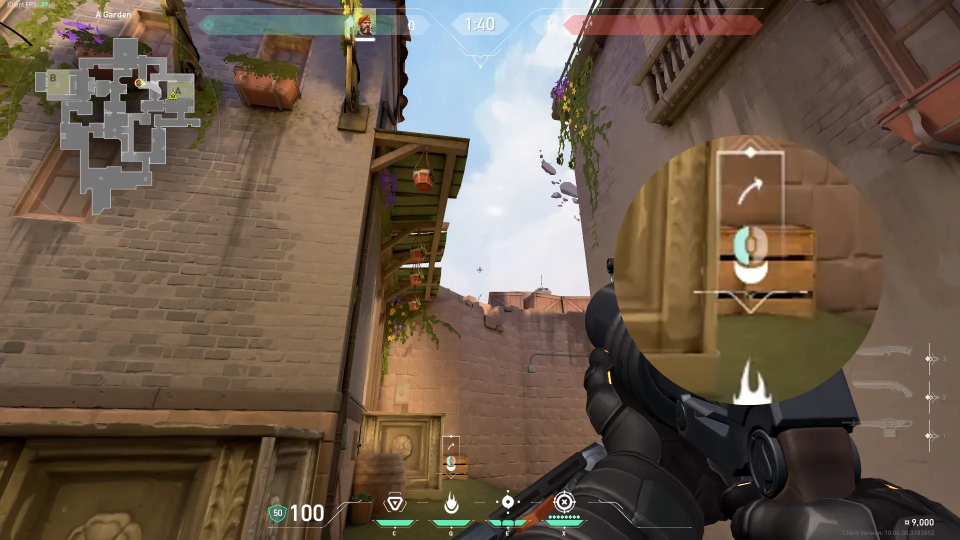 Brimstone Incendiary on Ascent Defense Site A — step 2 of 3: Aim — line up the shot