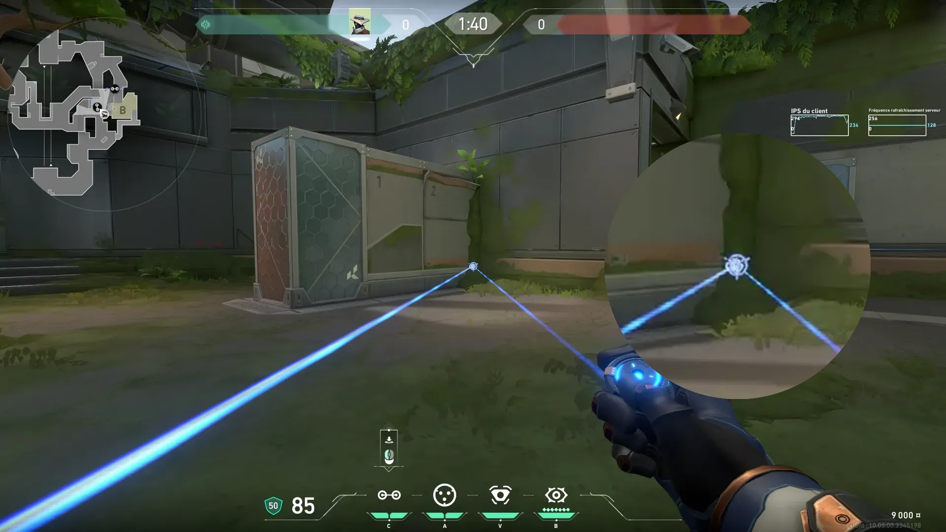 Cypher Trapwire on Fracture Defense Site B — step 3 of 4: Aim — line up the shot
