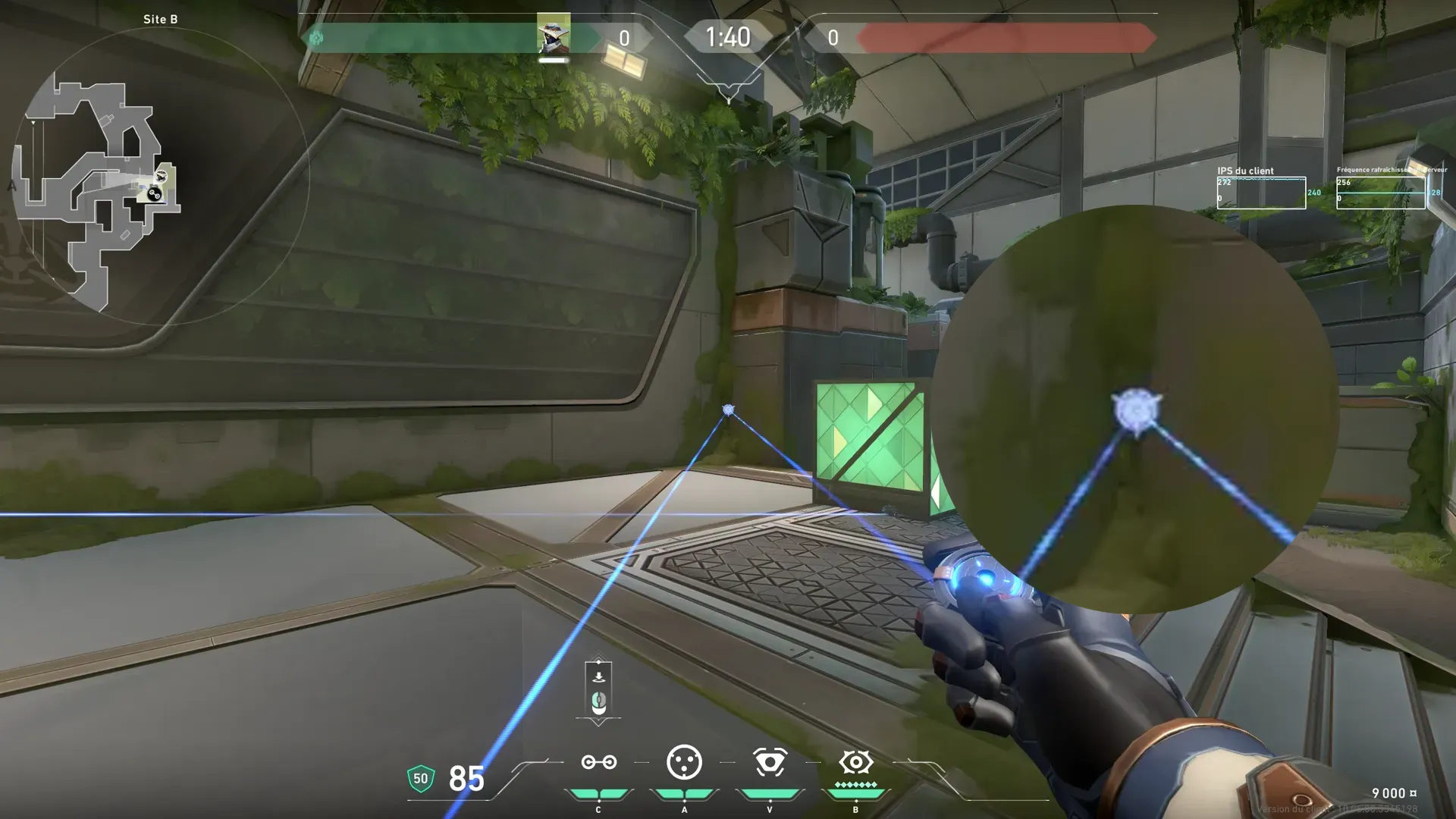 Cypher Trapwire on Fracture Defense Site B — step 5 of 7: Aim — line up the shot