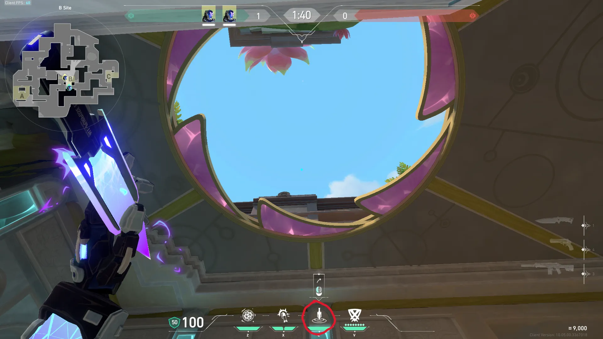 KAY/O Zero_Point on Lotus Defense Mid — step 2 of 3: Aim — line up the shot