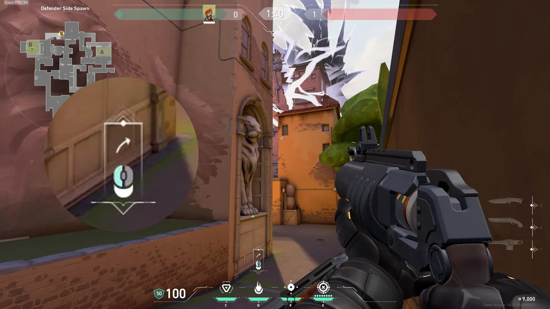 Brimstone Incendiary on Ascent Defense Site B — step 2 of 3: Aim — line up the shot
