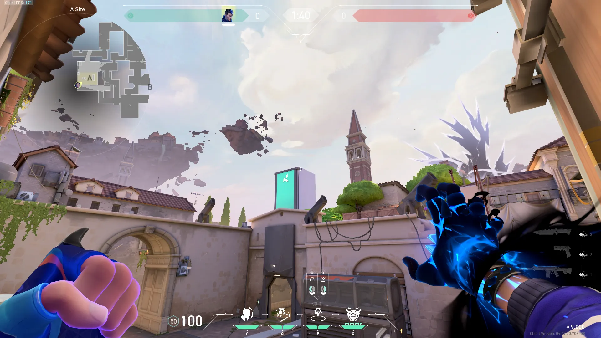 Yoru Gatecrash on Ascent Defense Mid — step 2 of 3: Aim — line up the shot