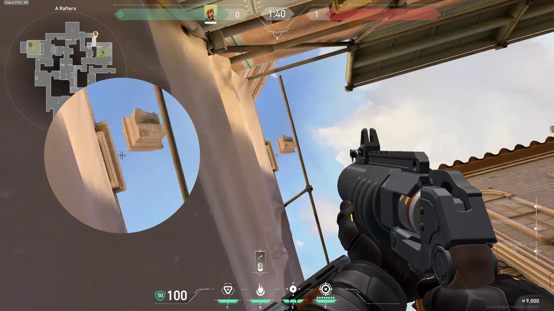 Brimstone Incendiary on Ascent Defense Site A — step 2 of 3: Aim — line up the shot