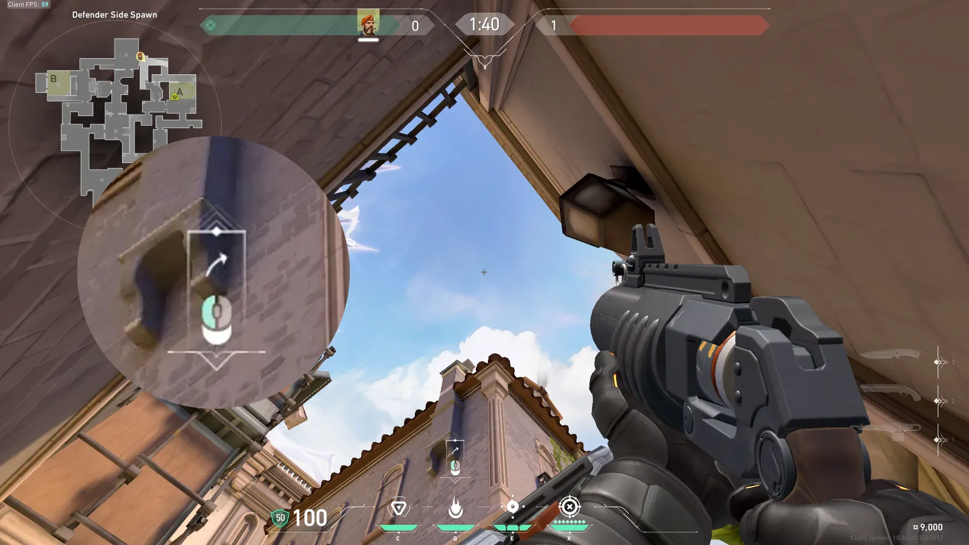 Brimstone Incendiary on Ascent Defense Site A — step 2 of 3: Aim — line up the shot