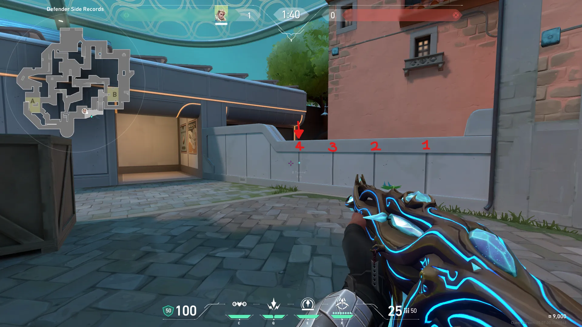 Sova Recon Bolt on Pearl Defense Site B — step 1 of 3: Position — where to stand