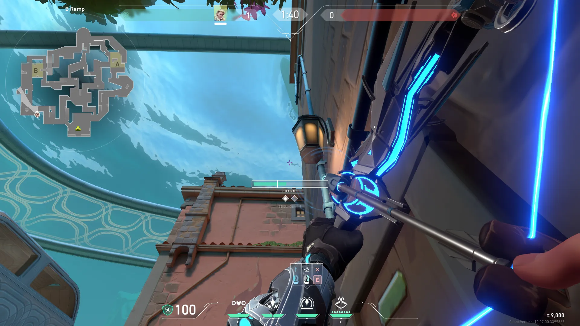 Sova Recon Bolt on Pearl Attack Site B — step 2 of 3: Aim — line up the shot