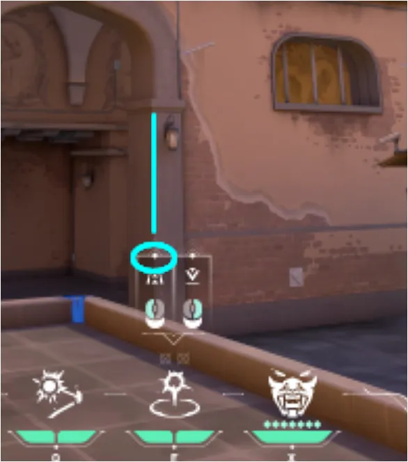 Yoru Gatecrash on Ascent Defense Site B — step 2 of 3: Aim — line up the shot