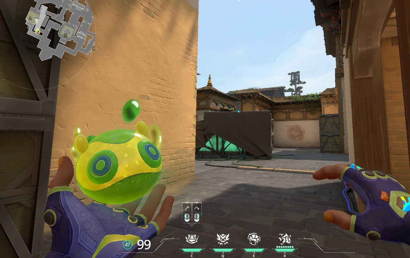 Gekko Mosh Pit on Haven Defense Site A — step 2 of 3: Aim — line up the shot