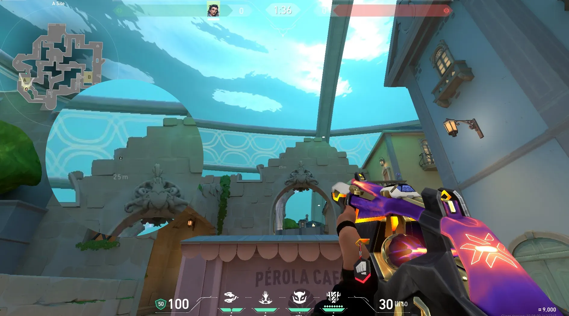 Fade Haunt on Pearl Defense Site A — step 2 of 4: Aim — line up the shot