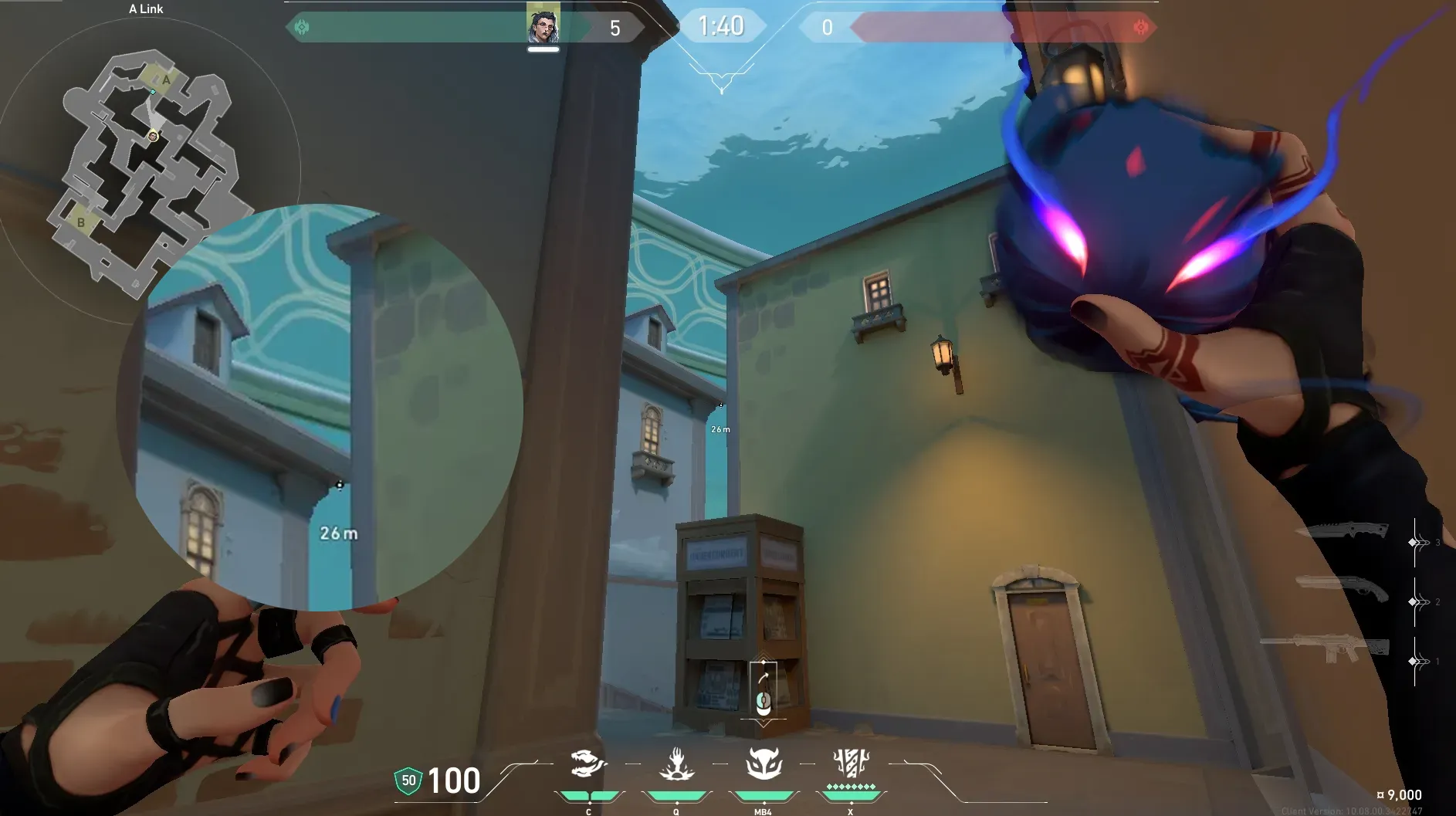 Fade Haunt on Pearl Defense Site A — step 2 of 3: Aim — line up the shot