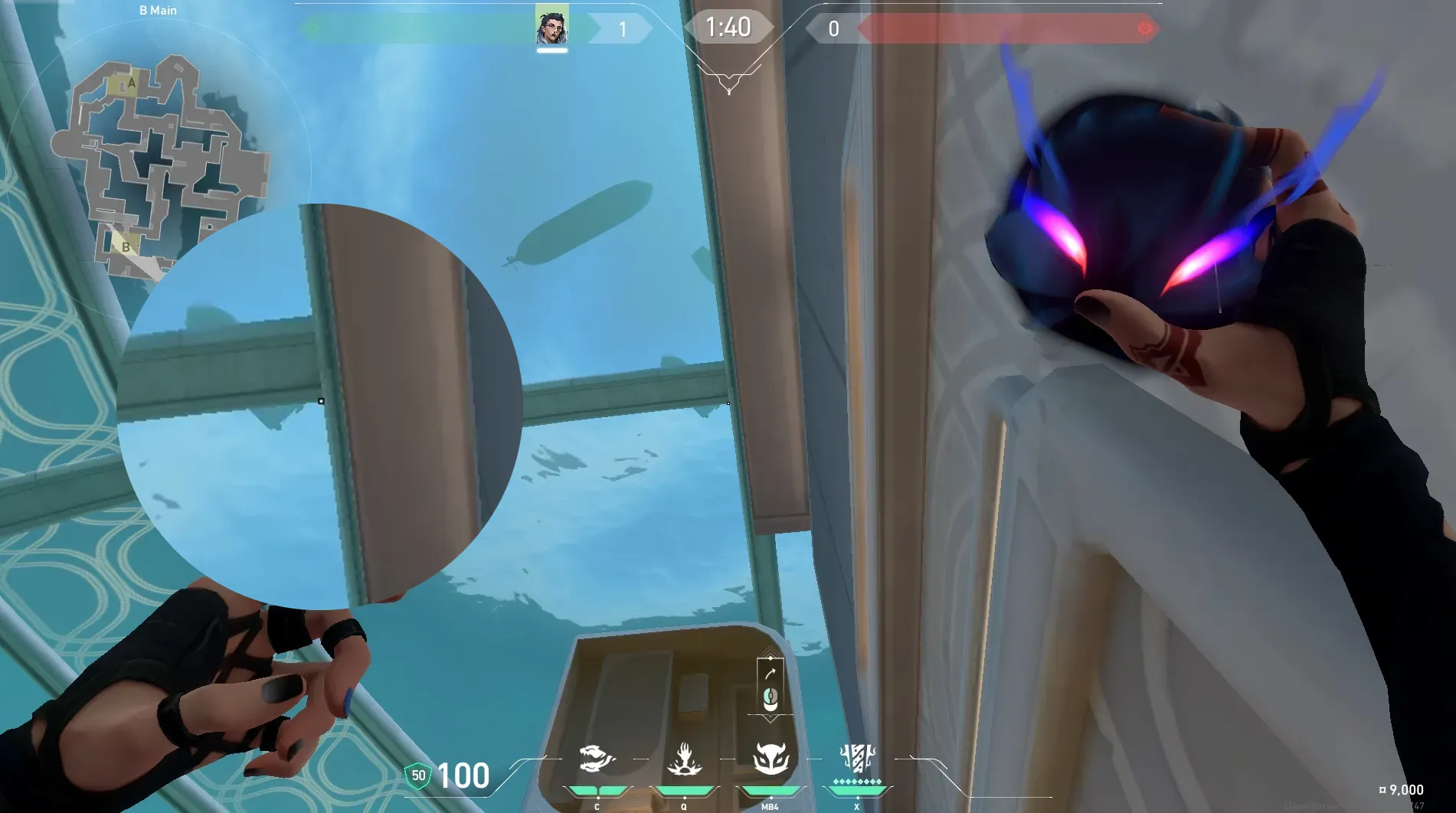 Fade Haunt on Pearl Defense Site B — step 2 of 3: Aim — line up the shot