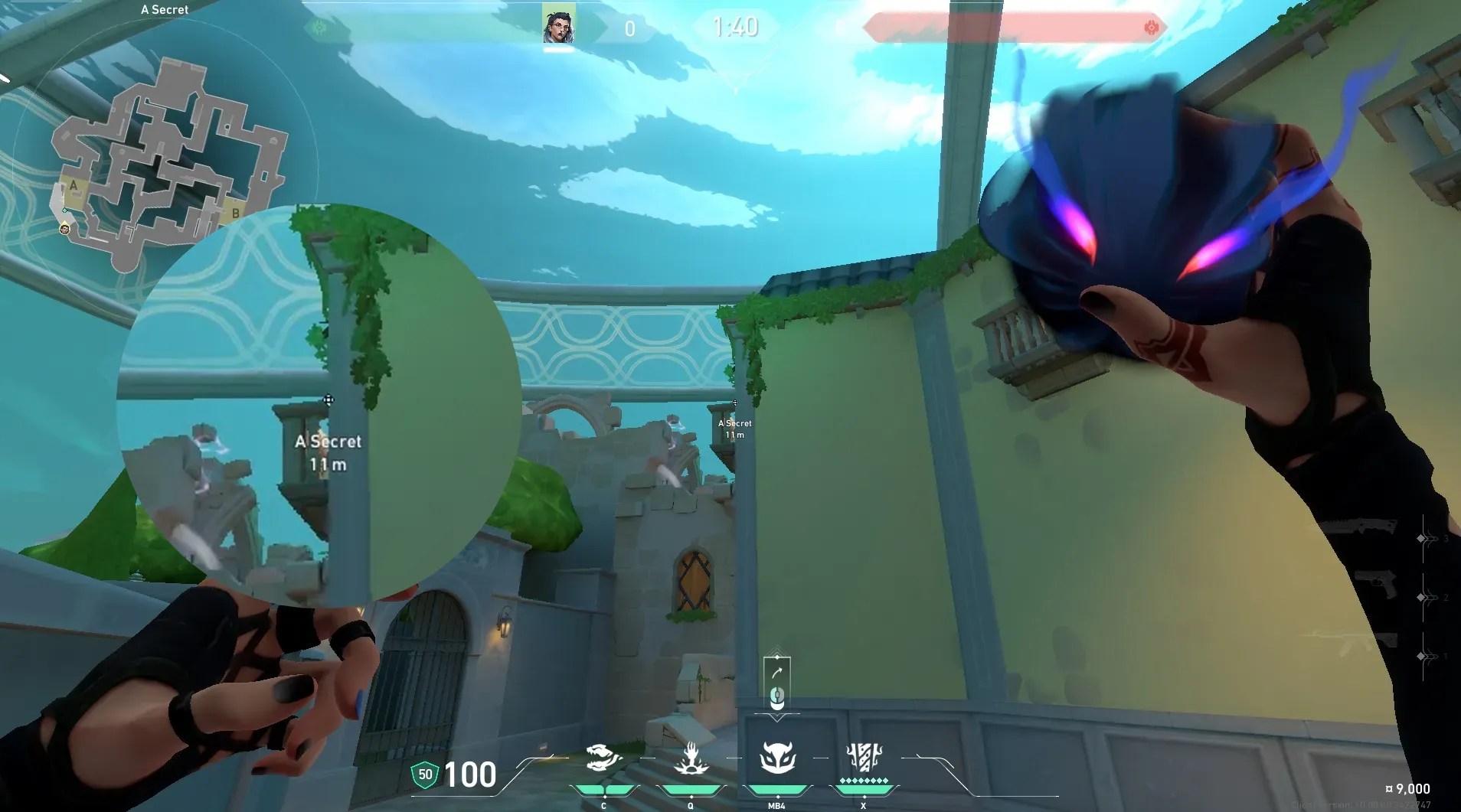 Fade Haunt on Pearl Defense Site A — step 2 of 4: Aim — line up the shot