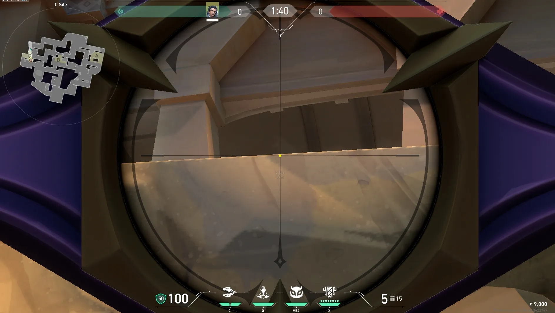 Fade Haunt on Lotus Defense Site C — step 3 of 5: Aim — line up the shot