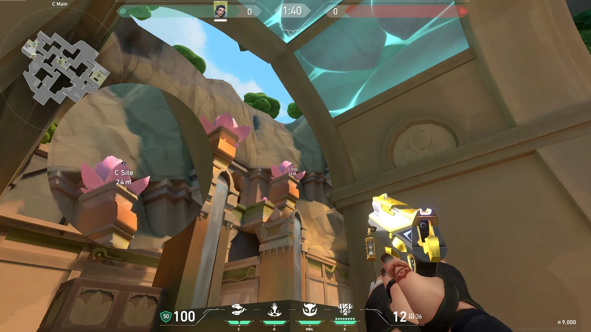 Fade Haunt on Lotus Attack Site C — step 2 of 4: Aim — line up the shot