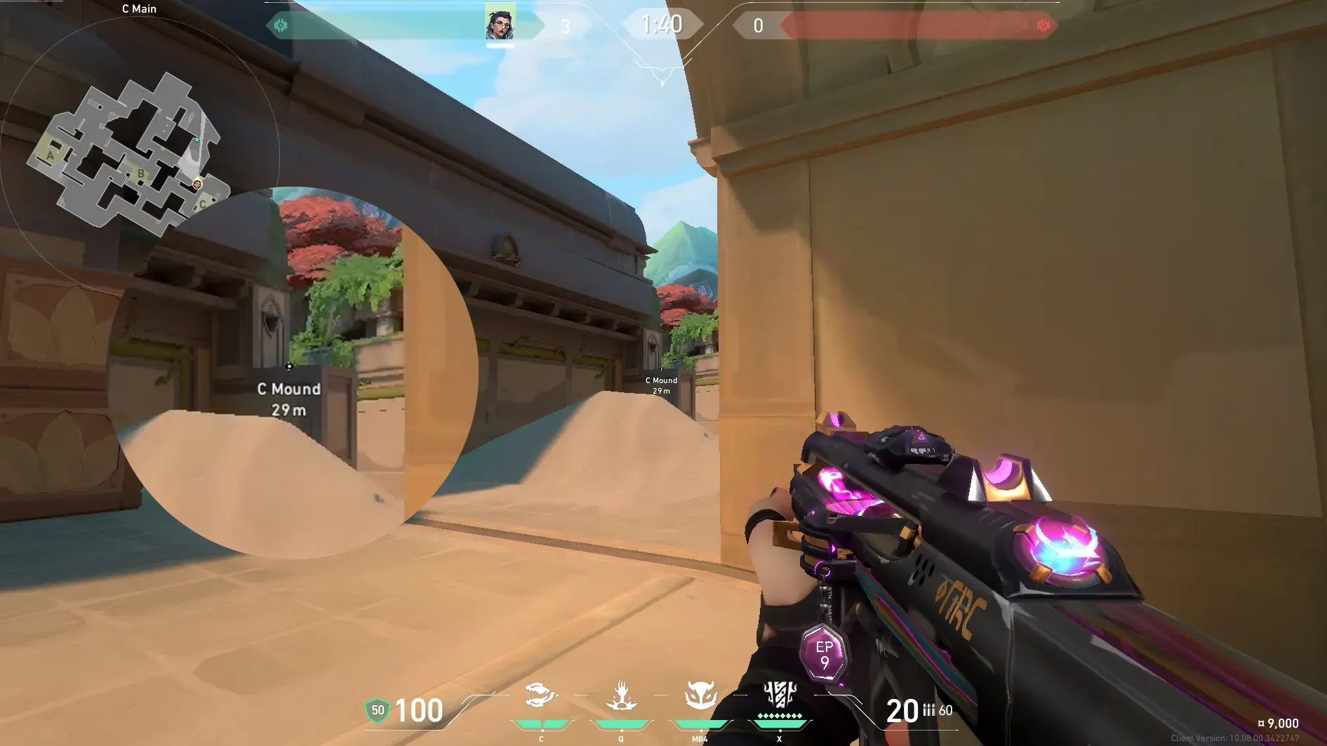 Fade Haunt on Lotus Attack Site C — step 2 of 4: Aim — line up the shot