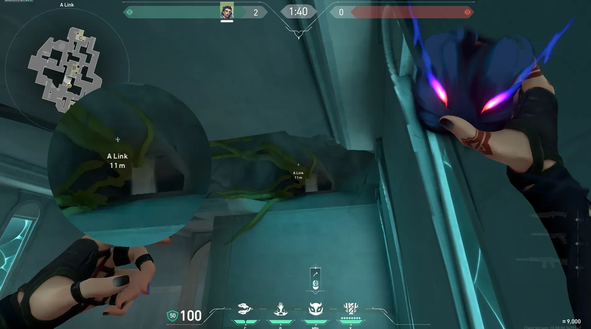 Fade Haunt on Lotus Attack Site B — step 2 of 3: Aim — line up the shot