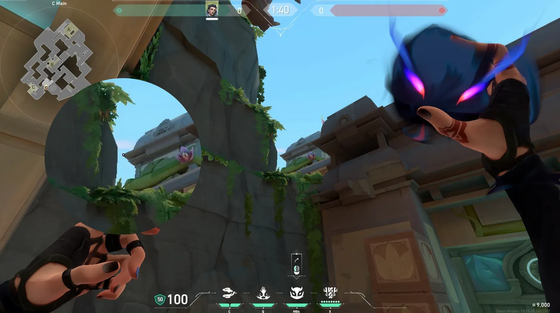 Fade Haunt on Lotus Attack Site C — step 2 of 4: Aim — line up the shot