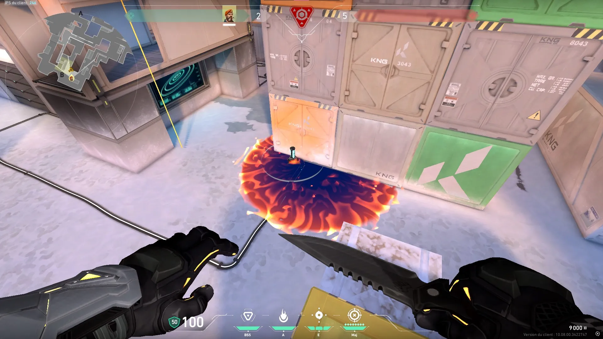 Sova Shock Bolt on Icebox Attack Site B — step 4 of 5: Aim — line up the shot