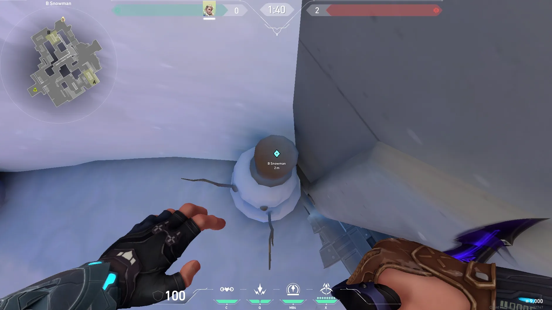 Sova Recon Bolt on Icebox Defense Site B — step 2 of 4: Aim — line up the shot
