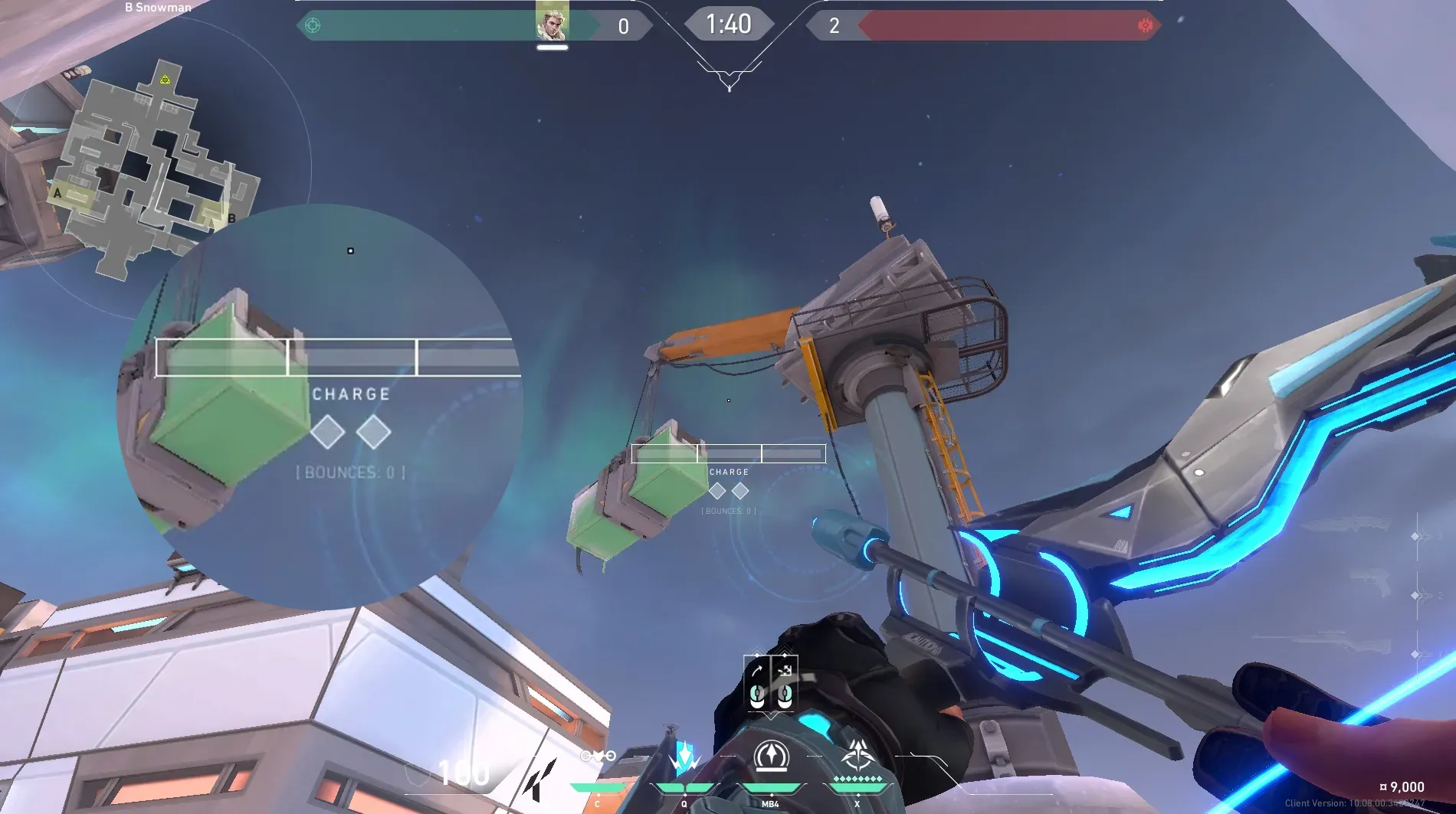 Sova Recon Bolt on Icebox Defense Site B — step 3 of 4: Aim — line up the shot
