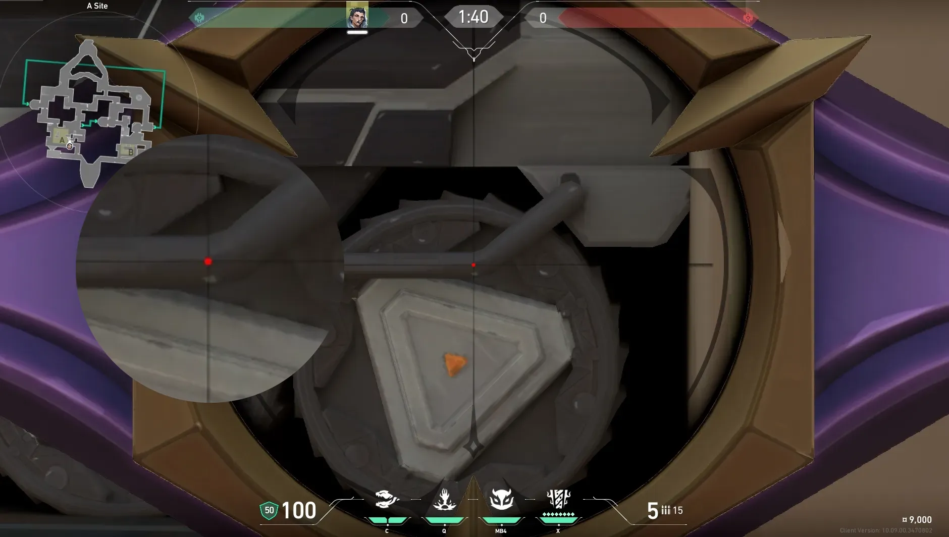 Fade Haunt on Bind Defense Site A — step 2 of 4: Aim — line up the shot