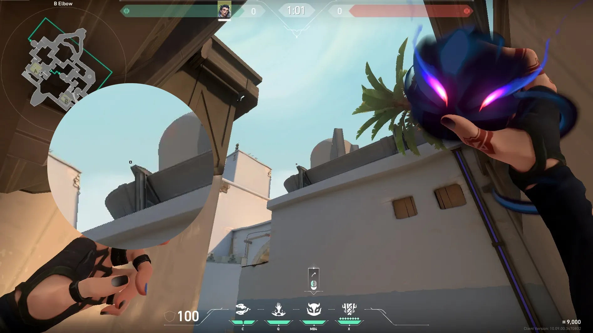 Fade Haunt on Bind Defense Site B — step 2 of 4: Aim — line up the shot
