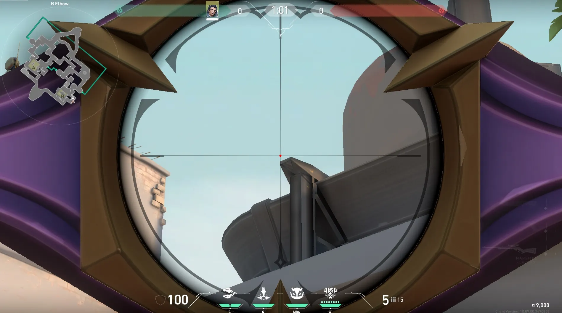 Fade Haunt on Bind Defense Site B — step 3 of 4: Aim — line up the shot