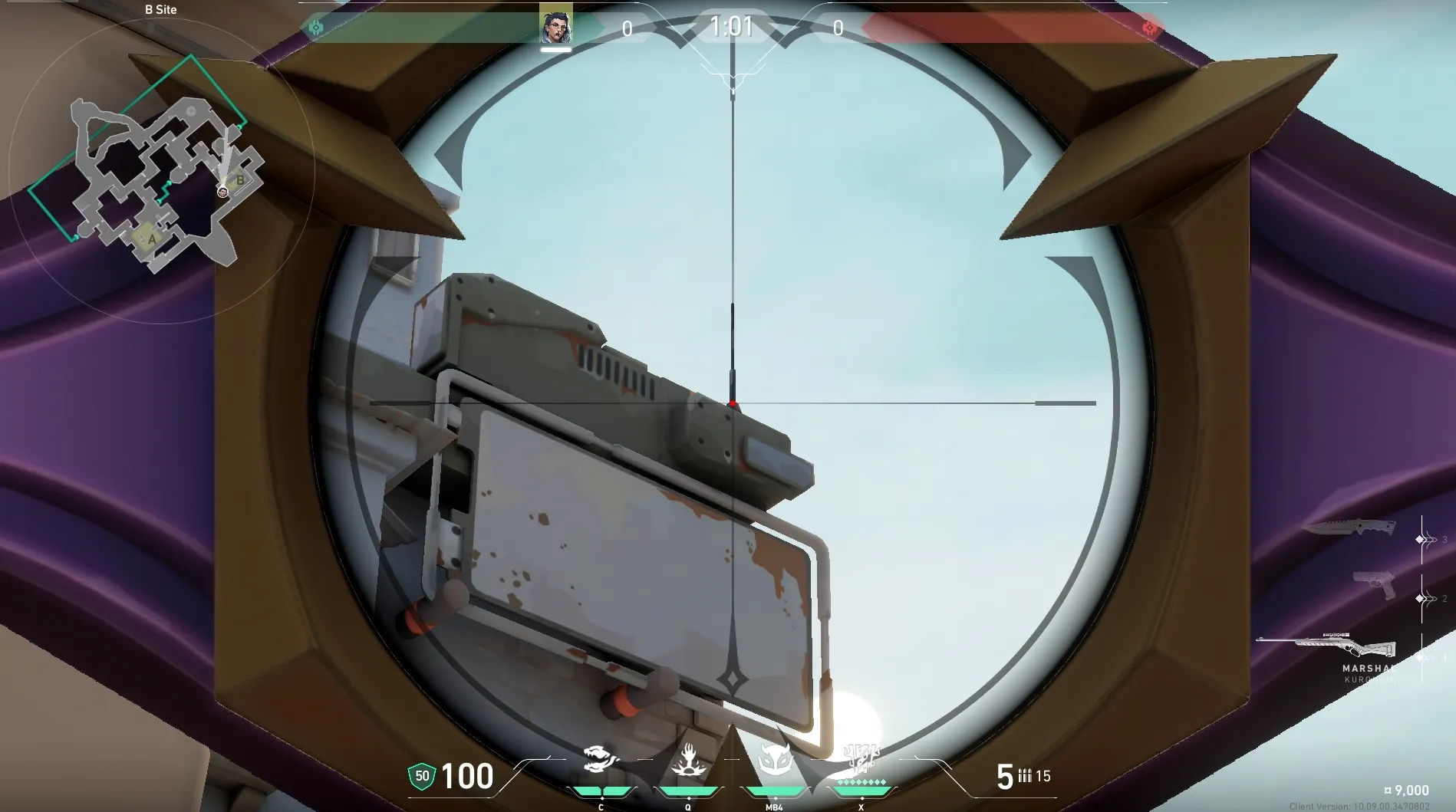 Fade Haunt on Bind Defense Site B — step 3 of 4: Aim — line up the shot