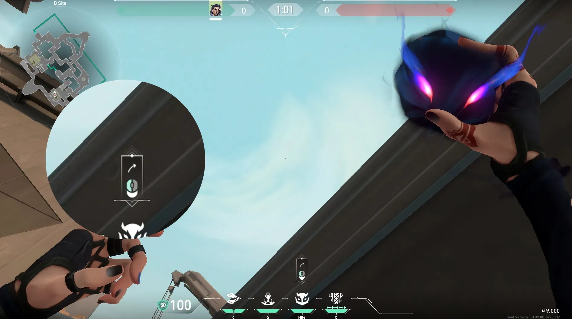Fade Haunt on Bind Defense Site B — step 3 of 5: Aim — line up the shot