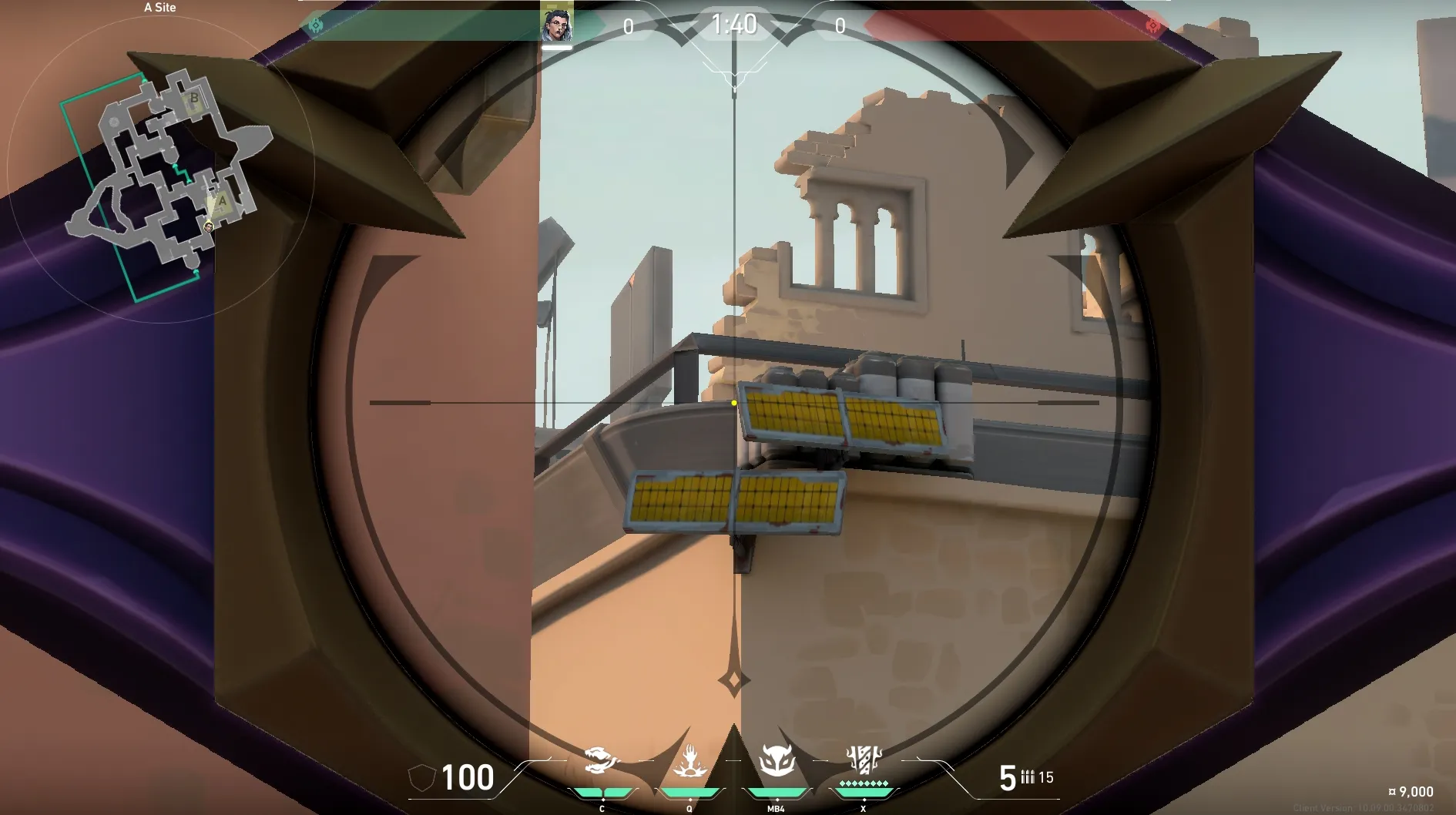 Fade Haunt on Bind Defense Site A — step 3 of 4: Aim — line up the shot