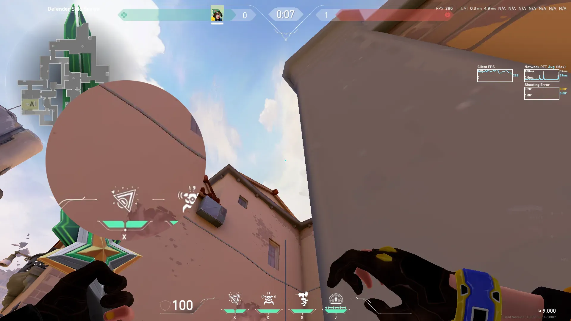 Killjoy Nanoswarm on Ascent Defense Site B — step 2 of 3: Aim — line up the shot