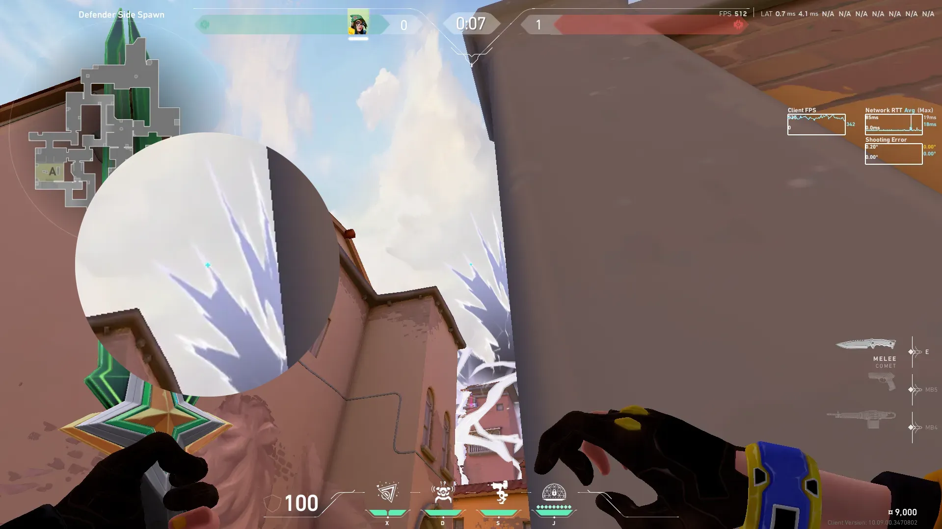 Killjoy Nanoswarm on Ascent Defense Site B — step 2 of 3: Aim — line up the shot