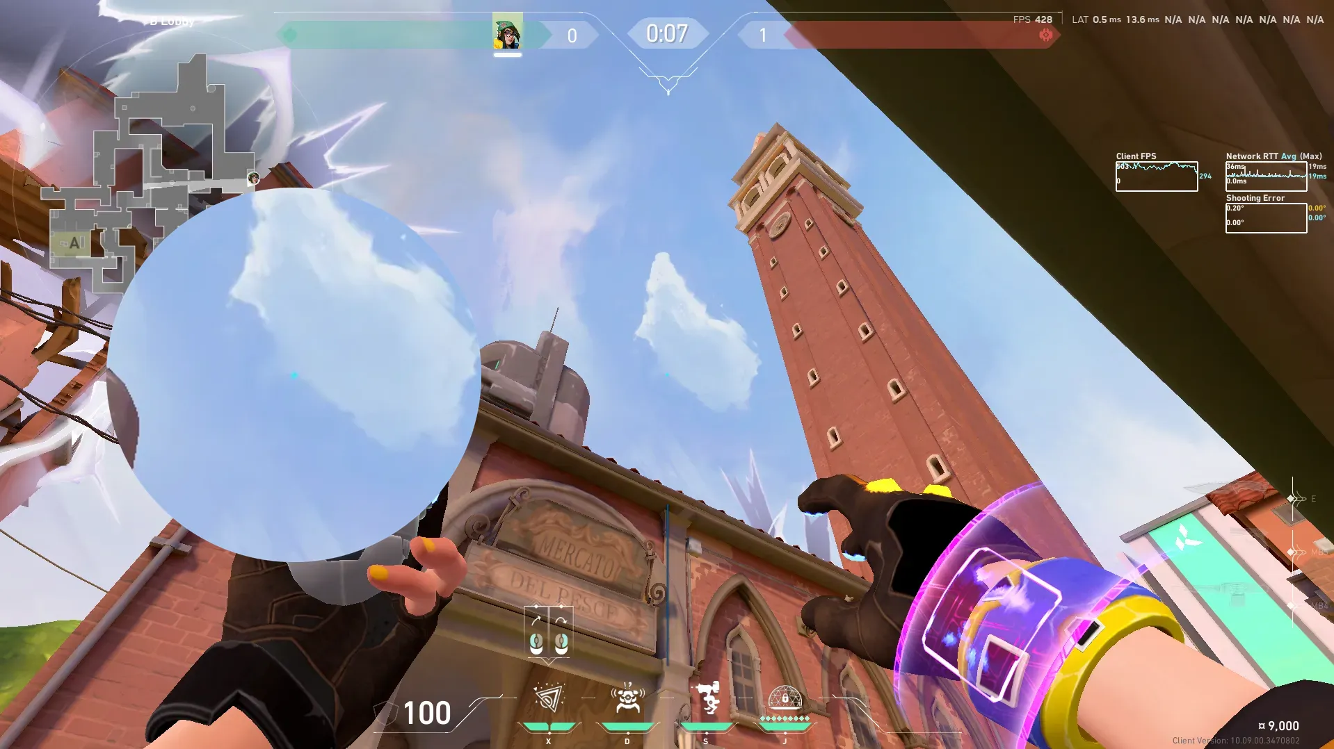 Killjoy Nanoswarm on Ascent Attack Site B — step 2 of 3: Aim — line up the shot