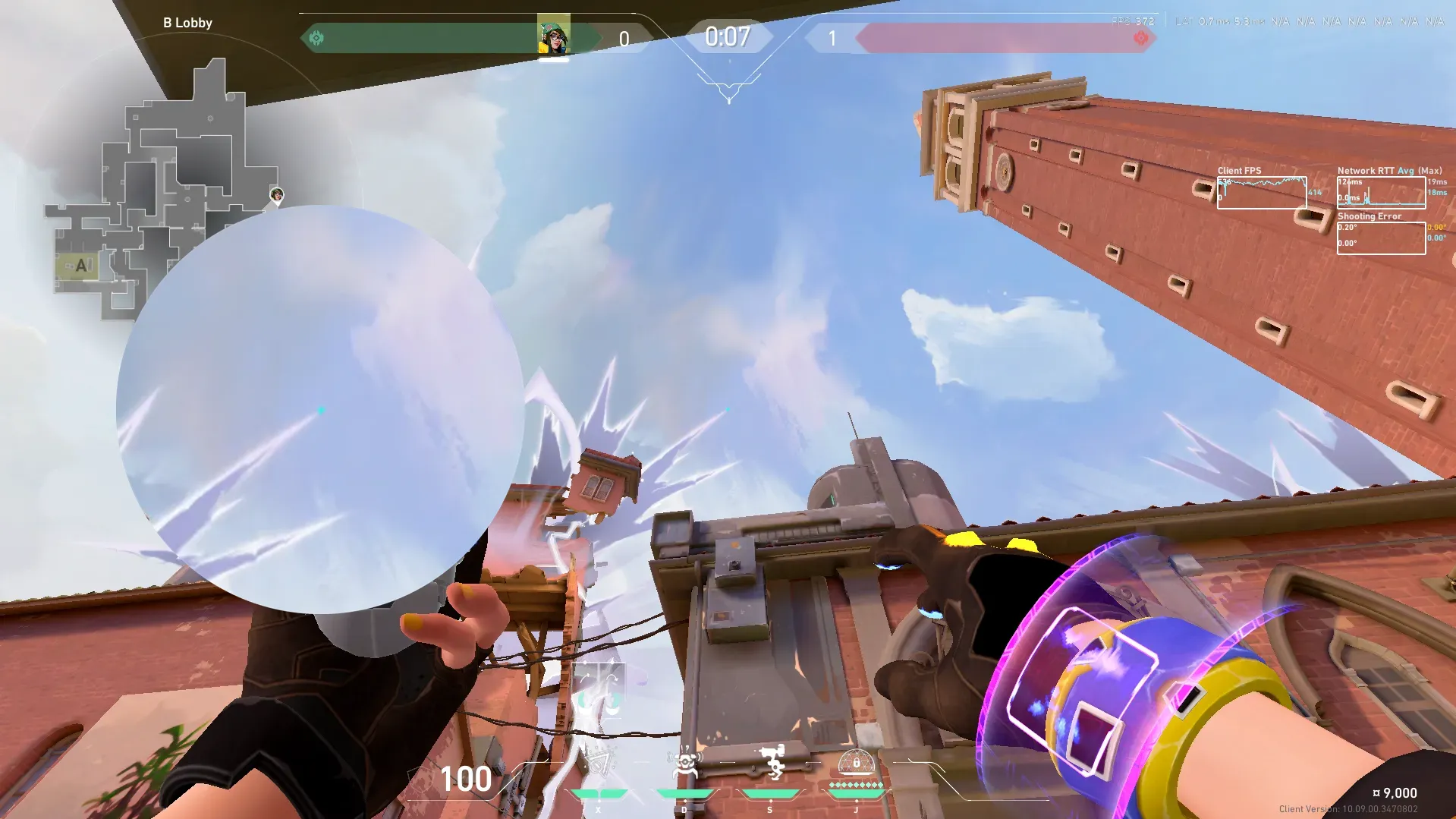 Killjoy Nanoswarm on Ascent Attack Site B — step 2 of 3: Aim — line up the shot
