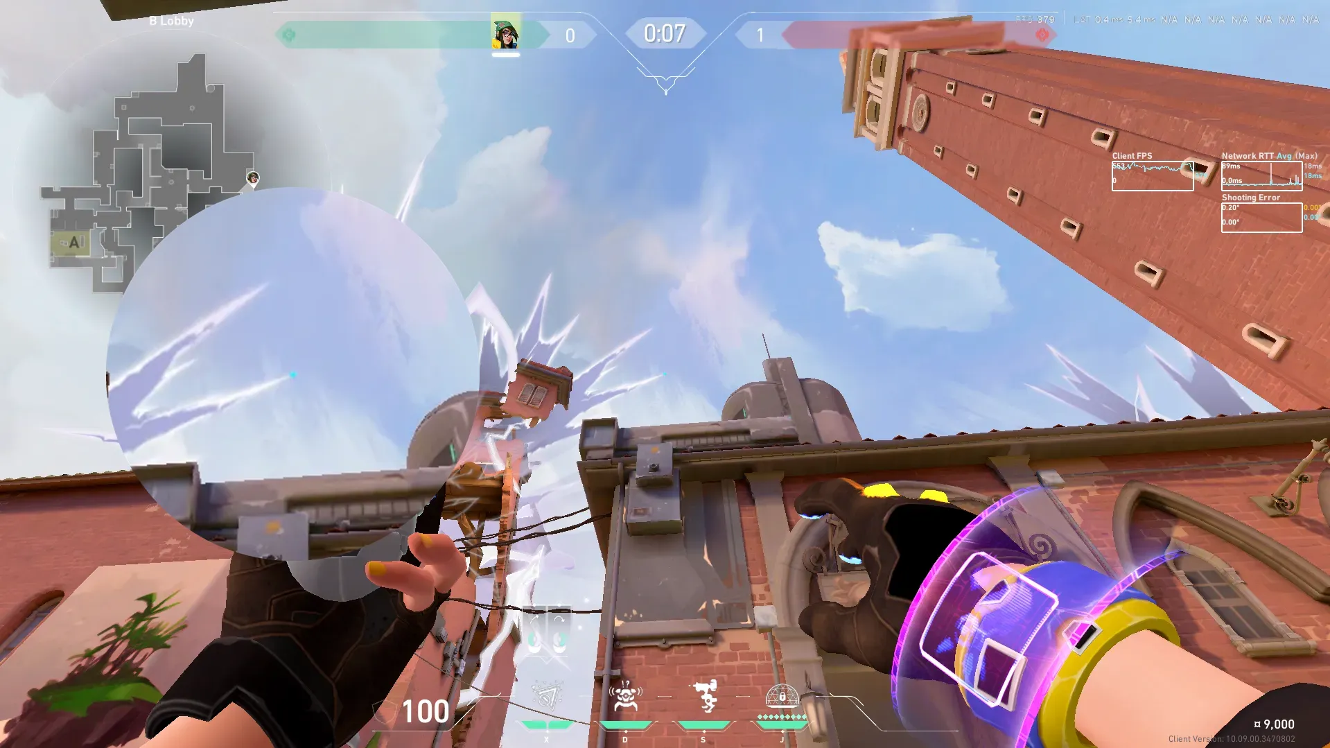 Killjoy Nanoswarm on Ascent Attack Site B — step 2 of 3: Aim — line up the shot