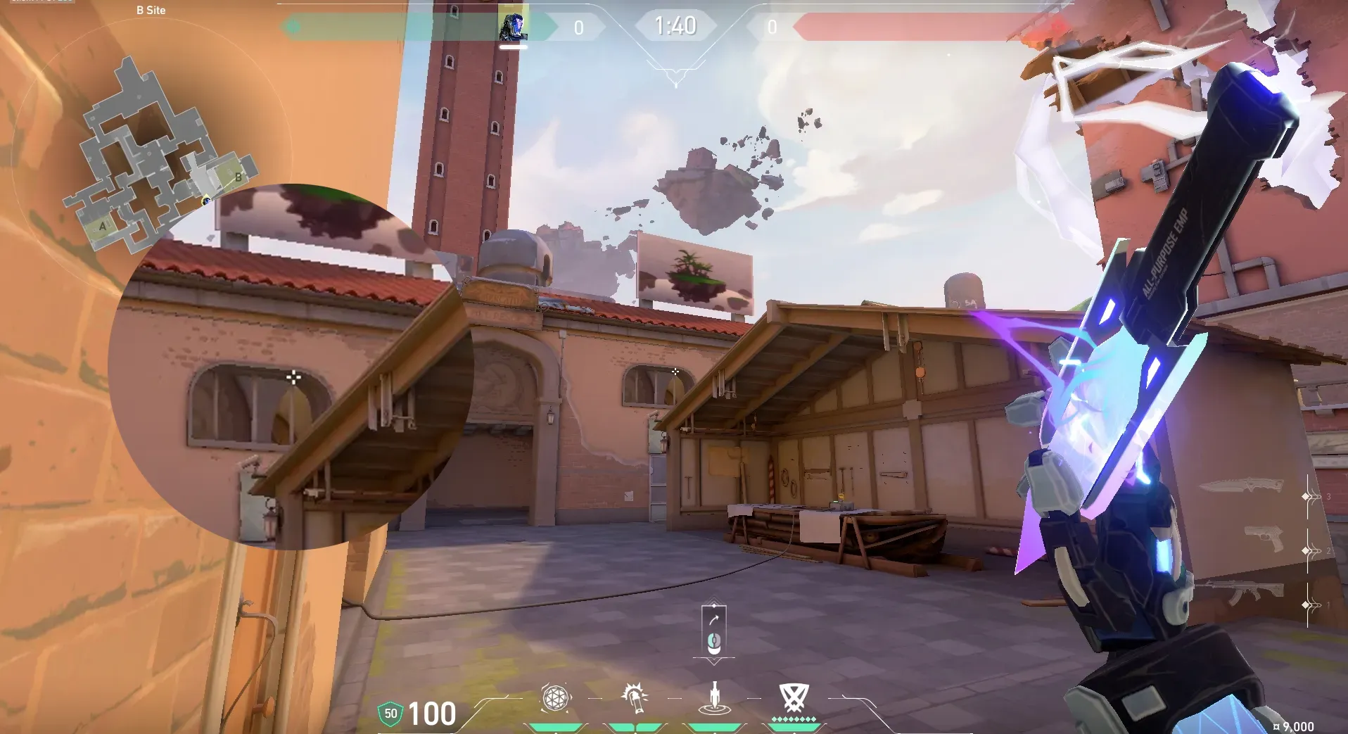 KAY/O Zero_Point on Ascent Defense Site B — step 2 of 5: Aim — line up the shot