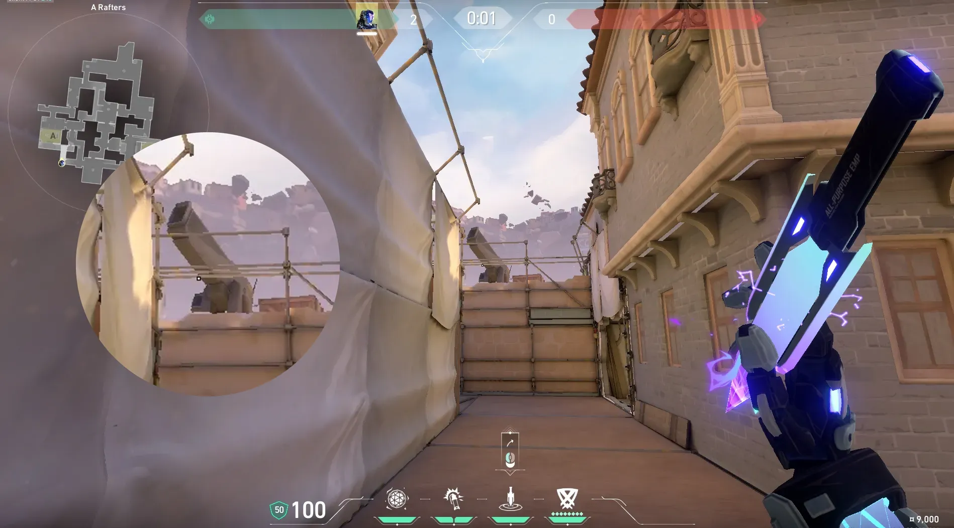 KAY/O Zero_Point on Ascent Defense Site A — step 2 of 4: Aim — line up the shot