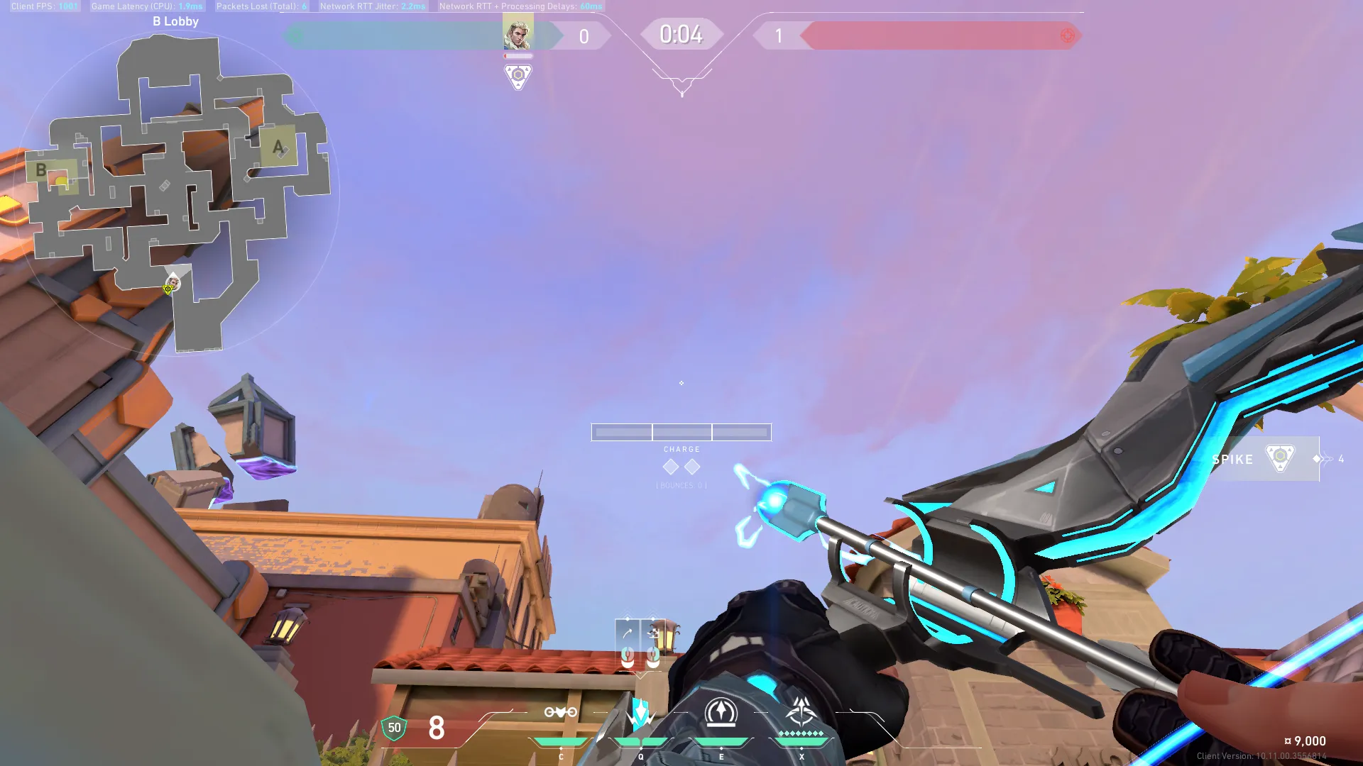 Sova Shock Bolt on Sunset Attack Mid — step 2 of 4: Aim — line up the shot