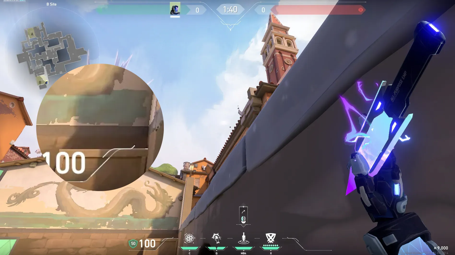 KAY/O Zero_Point on Ascent Defense Site A — step 2 of 3: Aim — line up the shot