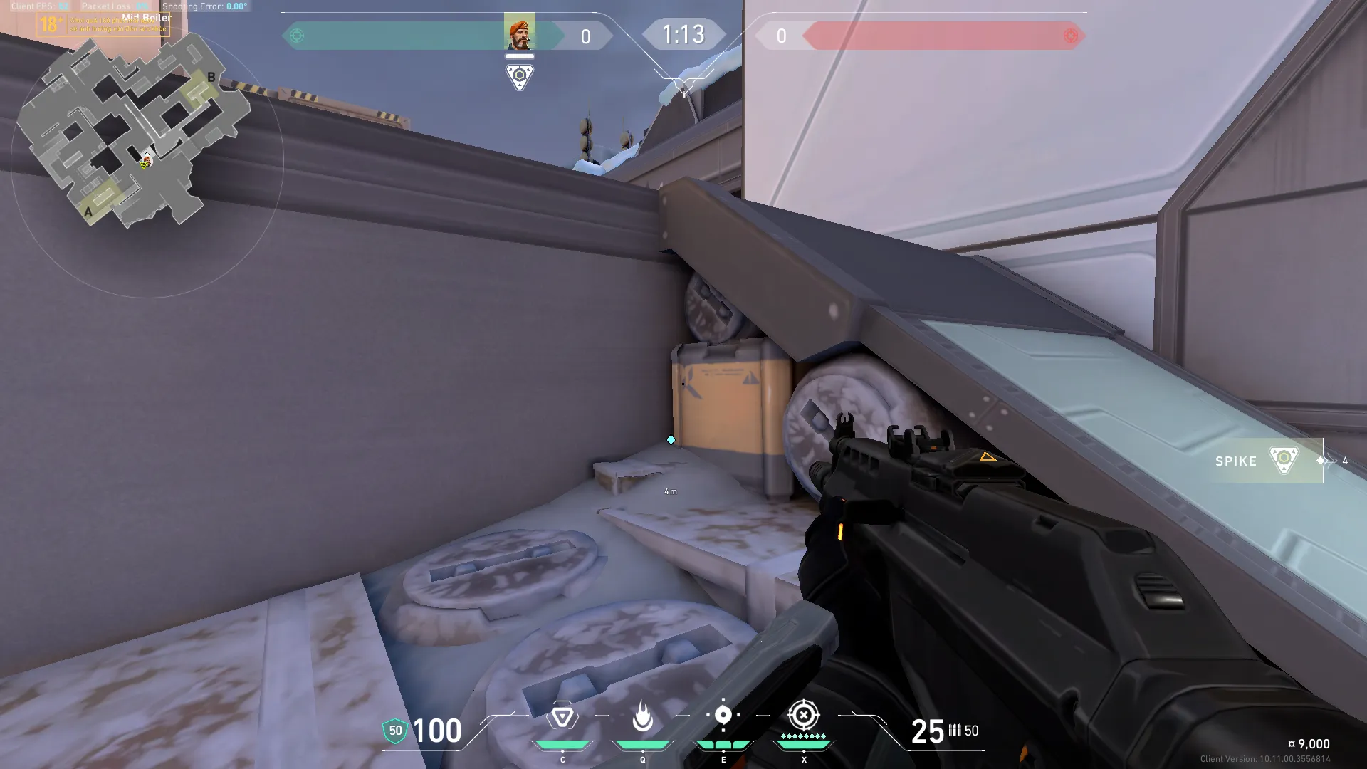 Brimstone Incendiary on Icebox Defense Site B — step 1 of 3: Position — where to stand